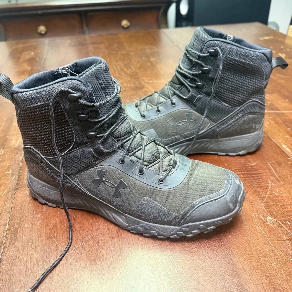 Under Armour Valsetz RTS 1.5 Side-Zip Tactical Boots Mens 12 Black Green Combat